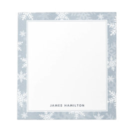 Classy Blue en White Snowflake Winter Holiday Notitieblok