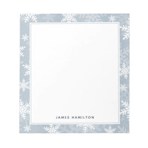 Classy Blue en White Snowflake Winter Holiday Notitieblok