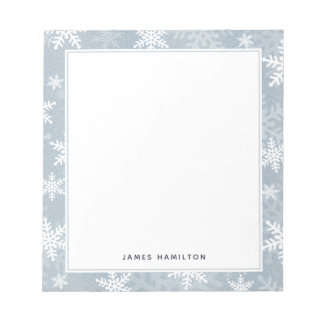 Classy Blue en White Snowflake Winter Holiday Notitieblok