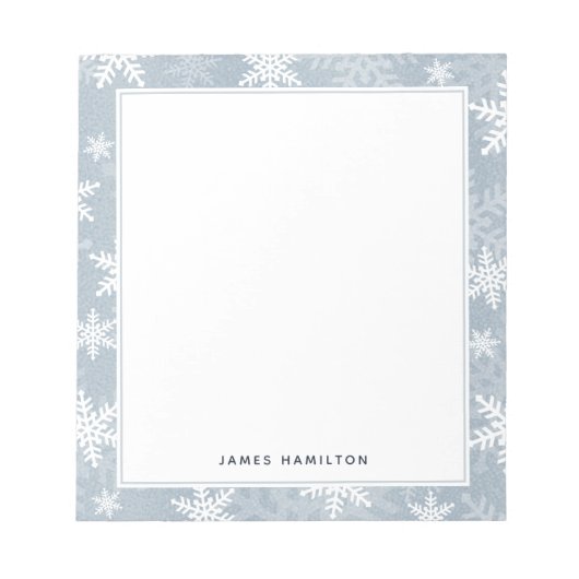 Classy Blue en White Snowflake Winter Holiday Notitieblok (Voorkant)