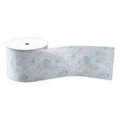 Classy Blue Glitter Paisley Floral White Pattern Grosgrain Lint (Spoel)