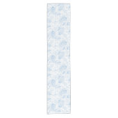 Classy Blue Glitter Paisley Floral White Pattern Korte Tafelloper (Voorkant)