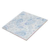 Classy Blue Glitter Paisley Floral White Pattern Tegeltje (Zijkant)