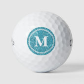 Classy Blue Glitter Sparkly Monogam Personalized Golfballen (Voorkant)