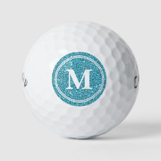 Classy Blue Glitter Sparkly Monogam Personalized Golfballen (Voorkant)
