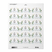 Classy Blue & Gold Elephant Baby Floral Greenery Etiket (Full Sheet)