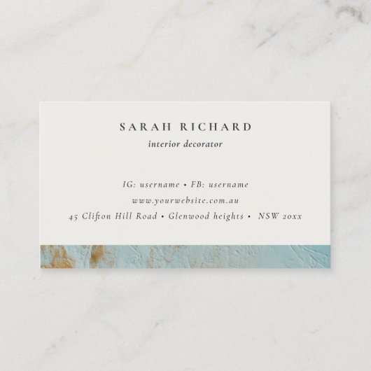 Classy Blue Gold Oil Paint Texture Afspraak Visitekaartje (Achterkant)