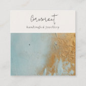 Classy Blue Gold Oil Paint Texture Earring Houder Vierkante Visitekaartje (Voorkant)
