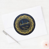Classy Blue Gold Royal Jubileum Luxury Ronde Sticker (Envelop)