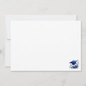 Classy Blue Graduation Cap en Green Botanical Bedankkaart (Achterkant)