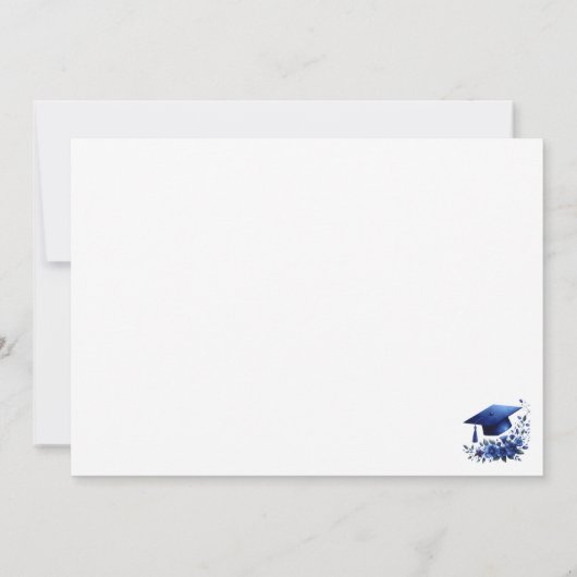 Classy Blue Graduation Cap en Green Botanical Bedankkaart (Achterkant)
