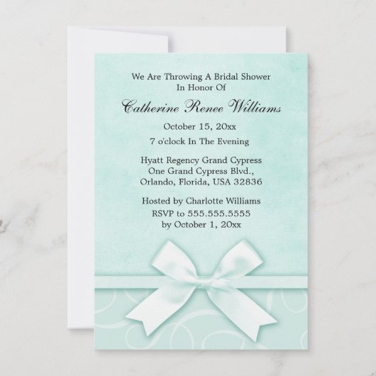 Classy Blue Green Bridal Shower Invitation Kaart (Voorkant)