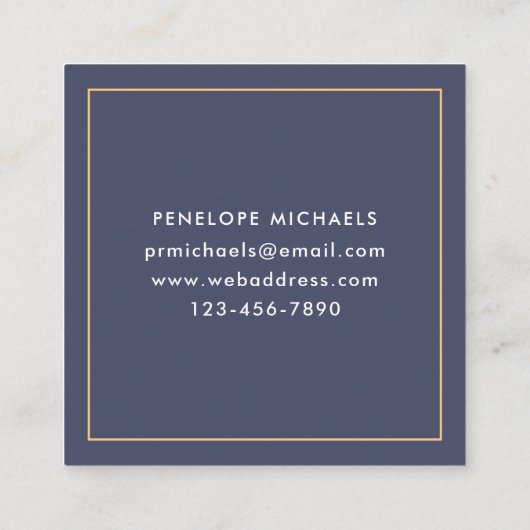 Classy Blue Grid met Photo Square-Visitekaartje Vierkante Visitekaartje (Achterkant)