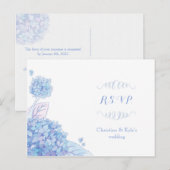 Classy Blue Hydrangeas Wedding RSVP Uitnodiging Briefkaart (Voorkant / Achterkant)