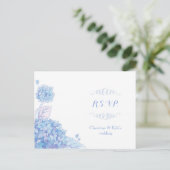 Classy Blue Hydrangeas Wedding RSVP Uitnodiging Briefkaart (Staand voorkant)