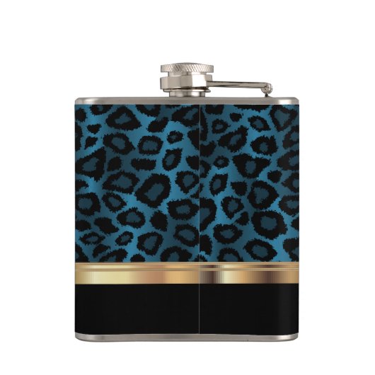 Classy Blue Leopard Animal Print Heupfles (Achterkant)