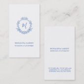Classy Blue Ornamental Rozen Lijst Monogram Visitekaartje (Voorkant / Achterkant)