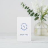 Classy Blue Ornamental Rozen Lijst Monogram Visitekaartje (Staand voorkant)