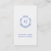Classy Blue Ornamental Rozen Lijst Monogram Visitekaartje (Voorkant)