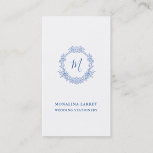 Classy Blue Ornamental Rozen Lijst Monogram Visitekaartje