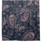 Classy Blue Roos Gold Glitter Paisley Floral Douchegordijn (Voorkant)