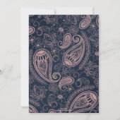 Classy Blue Roos Gold Glitter Paisley Floral Kaart (Achterkant)