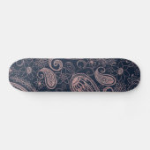 Classy Blue Roos Gold Glitter Paisley Floral Persoonlijk Skateboard (Horizontaal)