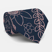 Classy Blue Roos Gold Glitter Paisley Floral Stropdas (Opgerold)