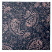 Classy Blue Roos Gold Glitter Paisley Floral Tegeltje (Voorkant)