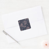 Classy Blue Roos Gold Glitter Paisley Floral Vierkante Sticker (Envelop)