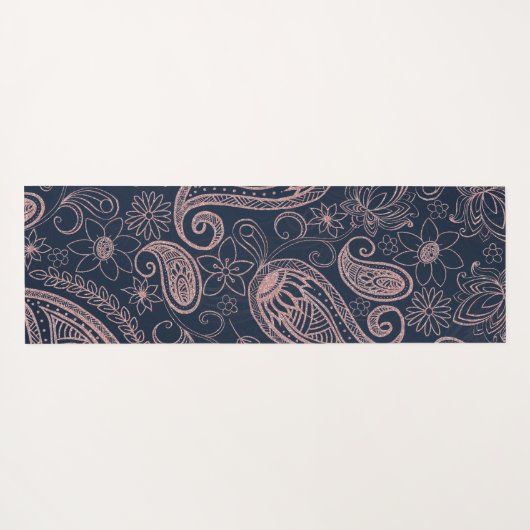 Classy Blue Roos Gold Glitter Paisley Floral Yogamat (Achterkant (horizontaal))