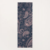 Classy Blue Roos Gold Glitter Paisley Floral Yogamat (Achterkant)