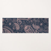 Classy Blue Roos Gold Glitter Paisley Floral Yogamat (Voorkant (horizontaal))