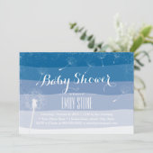 Classy Blue Shades Dandelion Bgloing Baby shower Kaart (Staand voorkant)
