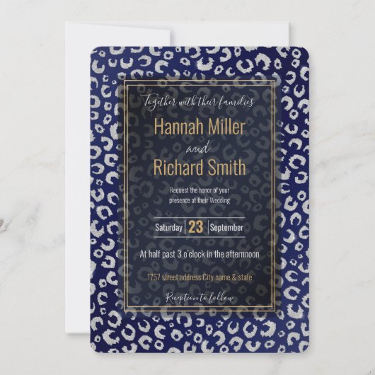 Classy Blue Silver Glitter Leopard Animal Print (Voorkant)