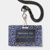 Classy Blue Silver Glitter Leopard Animal Print Badge (Voorzijde met lanyard)