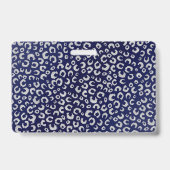 Classy Blue Silver Glitter Leopard Animal Print Badge (Achterkant)