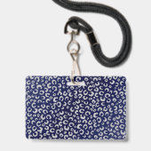 Classy Blue Silver Glitter Leopard Animal Print Badge (Achterkant met lanyard)