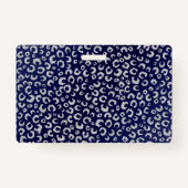 Classy Blue Silver Glitter Leopard Animal Print Badge (Achterkant)