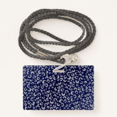 Classy Blue Silver Glitter Leopard Animal Print Badge (Achterkant met draagriem)