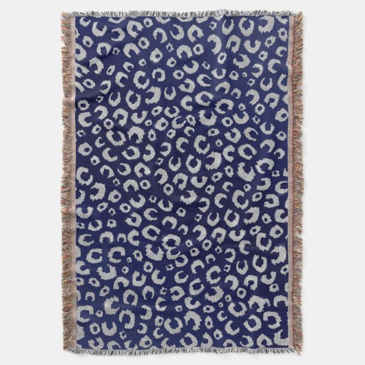 Classy Blue Silver Glitter Leopard Animal Print Deken (Voorkant Verticaal)