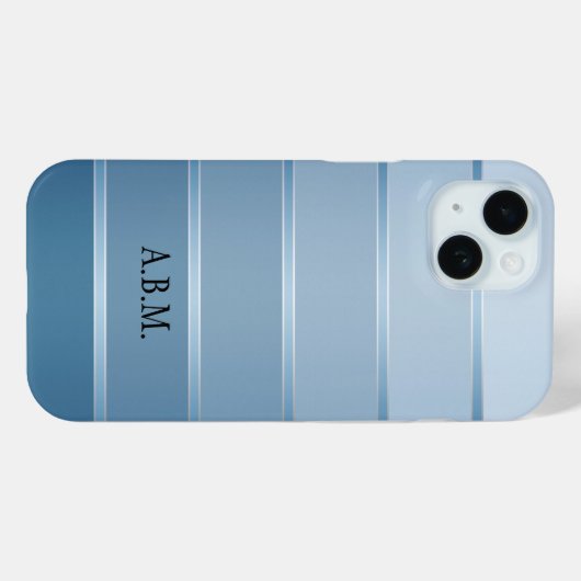 Classy Blue Silver Striped Phone Case (Achterkant (horizontaal))