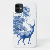 Classy Blue Toile Deer in Forest Case-Mate iPhone Case (Achterkant)