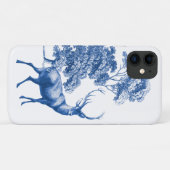 Classy Blue Toile Deer in Forest Case-Mate iPhone Case (Achterkant (horizontaal))