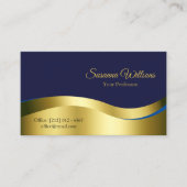Classy Blue Wavy Gold Decor met foto stijlvol Visitekaartje (Voorkant)