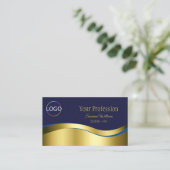 Classy Blue Wavy Gold Decor met Merk Logo Visitekaartje (Staand voorkant)