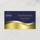 Classy Blue Wavy Gold Decor met Merk Logo Visitekaartje (Voorkant)