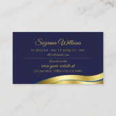 Classy Blue Wavy Gold Decor Stijlvol en luxe Visitekaartje (Achterkant)