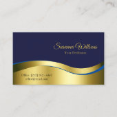 Classy Blue Wavy Gold Decor Stijlvol en luxe Visitekaartje (Voorkant)