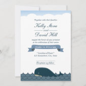 Classy Blue Whale & Zee Wedding Invitations Kaart (Voorkant)